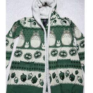 Green and Cream hooded Totoro sweater